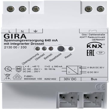 Gira KNX power supply 640 mA with integrated choke 213000