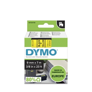 DYMO D1 tape sort/gul 9mmx7m S0720730