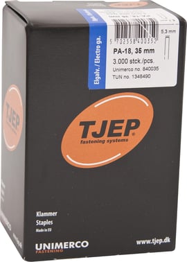 TJEP PA-18 35mm Klammer m/lim Elgalv Box 3000stk 840035