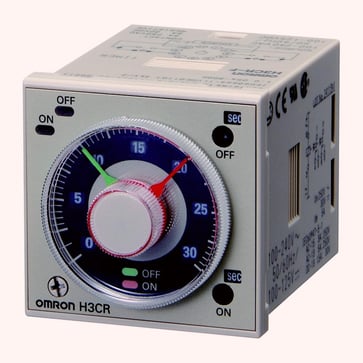 Timer, plug-in, 11-pin, 1/16DIN (48x48 mm), tvilling på & off-forsinkelse, flimre OFF start, 0.05s-300h, DPDT, 5A, 100 til 240 VAC, 100-125VDC H3CR-FAC100-240/DC100-125 OMI 667935