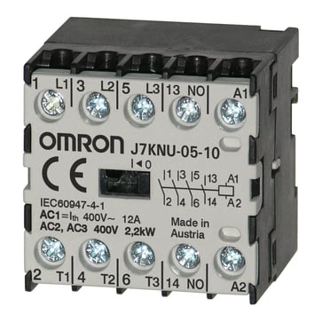 Mikro kontaktor, 3-polet (NO) + 1NO, 2,2 kW; 12AAC1 (op til 440 VAC), 24VDC J7KNU-05-10 24D 675294