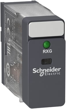 RXG stikbensrelæ med LED, 1 C/O 10A og 120VAC RXG13F7