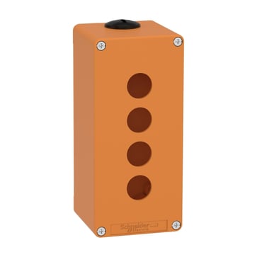 Harmony tom trykknapkasse i orange metal med 4 x Ø22 mm huller for trykknapper og 2 x M25 forskruninger 175 x 80 x 77 mm XAPO3504