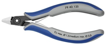 Knipex skævbider præcisions elektronik m/spidst hoved og skær u/facet 125 mm 79 42 125