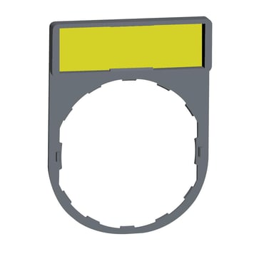 Harmony skilteholder i sølvgrå plast 30x40 mm for trykknapper til Ø22 mm montage inklusiv 8x27 mm blankt skilt i hvid/gul farve ZBY4101C0