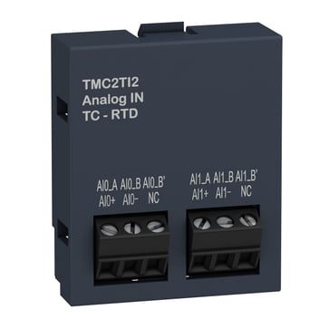 TMC2-Indstikskort  til TM221, 2 x temperatur indgange, Sensor typer: K,J,R,S,B,E,T,N,C,PT100,PT1000,NI100,NI1000) Skrueklemmer TMC2TI2