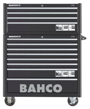 Bahco 40” værkstedsvogn med 8 skuffer. Inkl. Top med 4 skuffer. 755 dele MONSTER