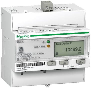 Acti9 3 faset Kilowatt-time måler til montering på DIN skinne, IEM3275 A9MEM3275