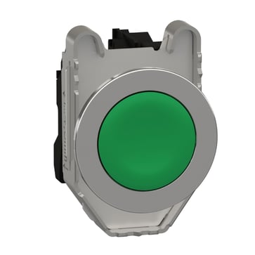 Harmony flush trykknap komplet med fjeder-retur og plan trykflade i grøn farve 1xNO, XB4FA31 XB4FA31