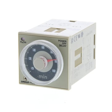 Timer, plug-in, 11-pin, 1/16DIN (48x48 mm), power off-forsinkelse, 0,05-12 m, DPDT, 5A H3CR-HRLAC200-240 M OMI 667936