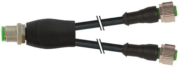 Y-cable M12 male 0° 4-pole / 2xM12 female 0° 4-pole, A-coded, cable 3x0,34mm² black PVC UL,CSA 1 meter 7000-40721-6130100