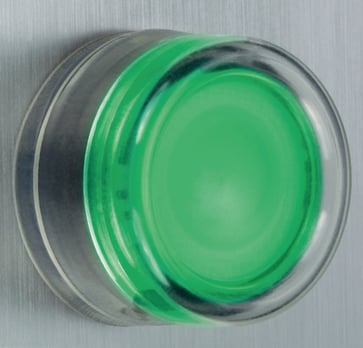 Harmony trykknap komplet med fjeder-retur i grøn farve og gennemsigtig silikonekappe 1xNO, XB5AP31 XB5AP31