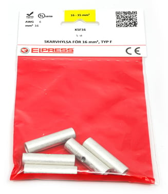 Tube connector KSF16, 16mm² - In bags of 5 pcs. 7303-000803