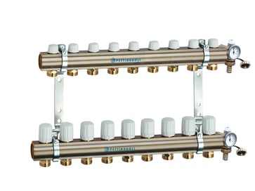 Manifold system 1X3/4, in- and outlet, incl  brackets, 20 mm fittings and end pieces, 9 outlets 7035SYS20-09