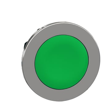 Harmony flush trykknaphoved i metal med fjeder-retur og plan trykflade i grøn farve ZB4FA3