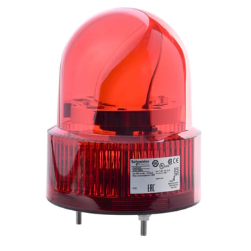 Harmony XVR Ø120 mm roterende signallampe med LED og lydgiver på op til 90dB og IP23 i rød farve, 24VAC/DC XVR12B04S