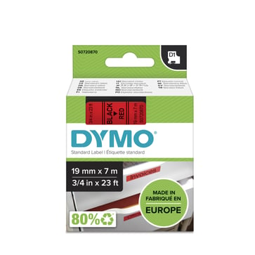 DYMO D1 tape sort/rød 19mmx7m S0720870