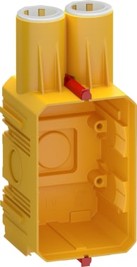 LK FUGA New box for in-moulding in concrete 1½ module 49 mm deep  with accessories  air-tight incl. Screw-tower yellow BULK version 100 pce with out Lid 504D601520