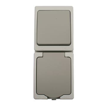 Switch/outlet IP54 vertical grey 443107