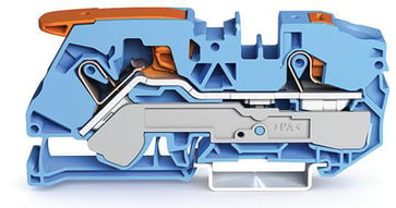 2-leder-gennemgangsklemme, pal og betjeningsknap 16 mm², blå 2116-5204