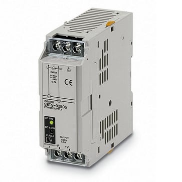 Strømforsyning, 25 W per enhed, 100 til 240 VAC input, 5VDC 5A output, DIN-skinne montage, S8TS-02505 324850