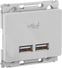 Opus 66 double 5V USB charger, 2100 mA, 1 module, light grey