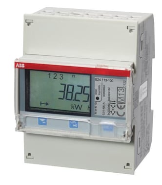 El-måler 3 faset for transformer måling med puls/alarm udgang og M-bus B24 113-100 Stål M-BUS 2CMA100179R1000