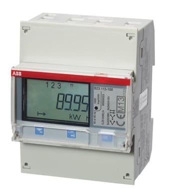El-måler 3 faset direkte måling 65Amp med puls/alarm udgang og M-bus B23 113-100 Stål M-BUS 2CMA100165R1000