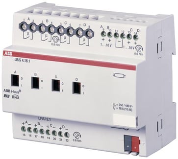 KNX 1-10V lysreguleringsaktuator, 4 kanal, 16A, MDRC LR/S4.16.1 2CDG110088R0011