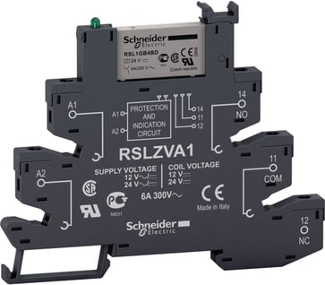 Sokkel med fjederklemmer for RSL1 relæer 230V AC/DC forsyning RSLZRA4