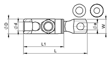 Knækbolt kabelsko SL240R185S-12-16, 120-240mm² M12+M16, vendbar 7334-012200
