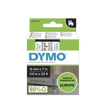 DYMO D1 tape sort/klar 6mmx7m S0720770