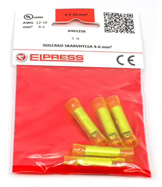 Pre-insulated through connector A4652SK, 4-6mm², Yellow - In bags of 5 pcs. 7288-500503