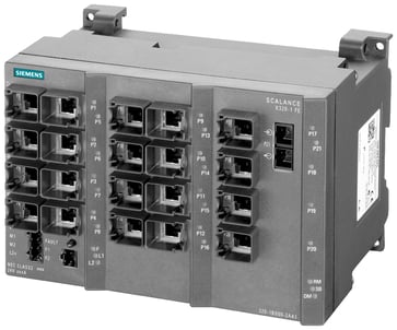 SCALANCE X320-1FE-styret IE-switch, 20x 10/100 Mbit / s RJ45-porte, 1x 100 Mbit / s SC-port multimode LED-diagnostik, fejlsignalkontakt med Selec 6GK5320-1BD00-2AA3