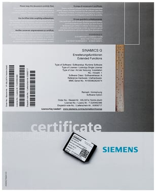 SINAMICS G120 licensudvidelsesfunktion til hukommelseskort på CU250S-2 til funktionaliteten: EPos 6SL3074-7AA04-0AA0
