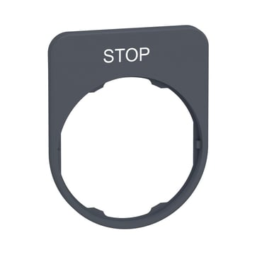 Harmony legend plate in color plated grey 40x50 mm for flush mounted pushbuttons with the text "STOP" printed ZBYFP2304C0