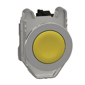 Harmony flush trykknap komplet med fjeder-retur og plan trykflade i gul farve 1xNO, XB4FA51 XB4FA51