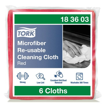 Tork Microfibre Re-Usable Cleaning Cloth, Red, 183603 183603