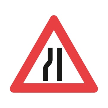 Advarselsskilt A43.2 indsnævret kørebane venstre 102711