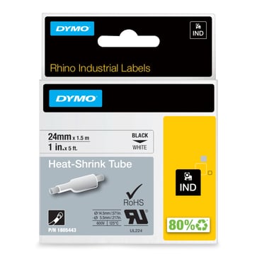 DYMO Rhino Industrial Tape Heat-Shrink Tube 24mmx1.5m black on white 1805443