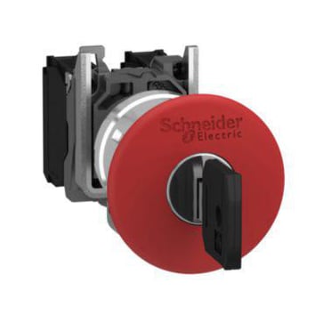 Harmony nødstop komplet med Ø40 mm paddehoved i rød farve med tryk/drej funktion med nøgle (Ronis 455) og 1xNO XB4BS9442