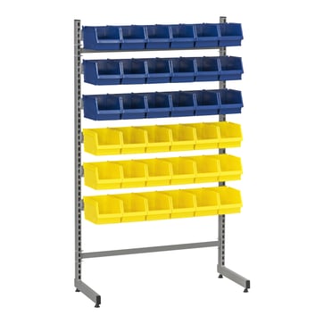WFI L-rack 2 complete incl. 36 plastic bins (18 blue & 18 yellow) 5-801-0