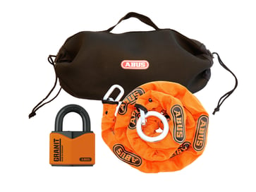 Padlock 37/55 orange with chain and bag 96085