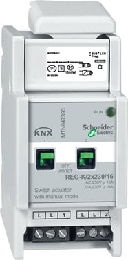 KNX Relæ udgang DIN 2x230/16 med manuel betjening MTN647393