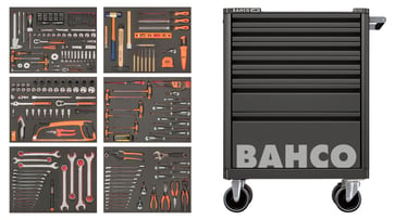 Bahco 26” værkstedsvogn med 7 skuffer. 360 dele LARGE