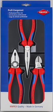 Knipex assembly set with combination pliers 03 02 180, bent nose telephone pliers 26 12 200 and side cutter 70 02 160 00 20 11