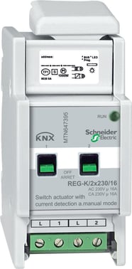 KNX Relæ udgang DIN 2x230/16 med manuel betjening og strømmåling MTN647395
