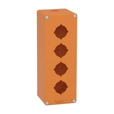 Harmony tom trykknapkasse i orange metal med 4 x Ø30 mm huller for trykknapper og 1 x M25 forskruning 220 x 80 x 77 mm XAPO4604