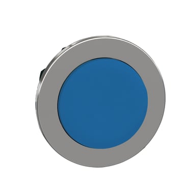 Harmony flush trykknaphoved i metal med kip-funktion og ophøjet trykflade i blå farve ZB4FH6
