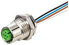 M12 female FLANGE plug A coded REAR MOUNT Wires Litzen 8x0,34 1.0m 7000-17185-9850100